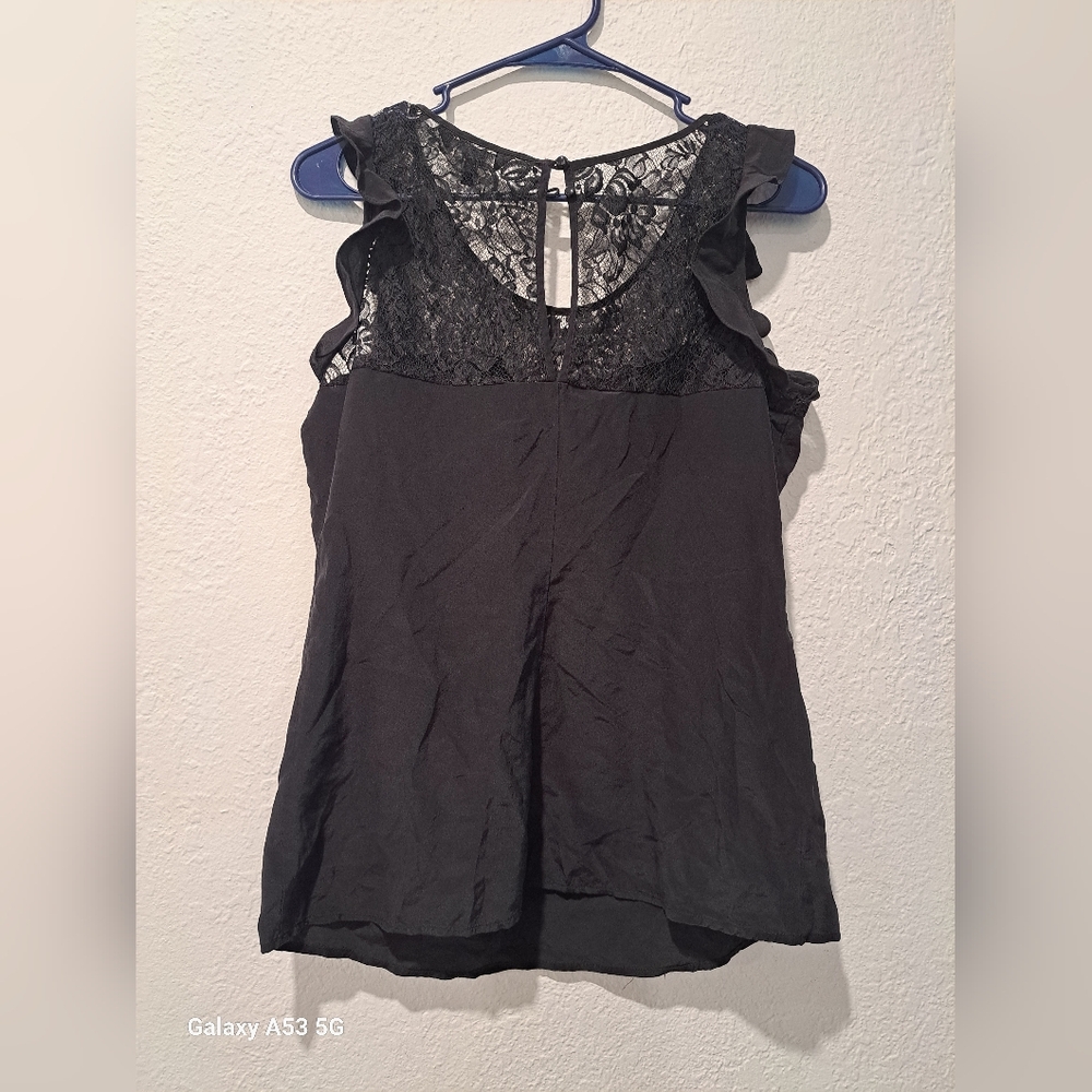 Express Black Sleeveless Lace Blouse